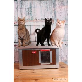   [IF-W-HC1-W] Cușcă cu încălzire infraroșu pentru pisici Thermo WOODY CAT cu geam panoramic (54x38x28cm)